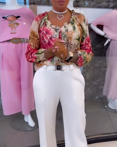 Adrienne | Blouse à col en V florale™