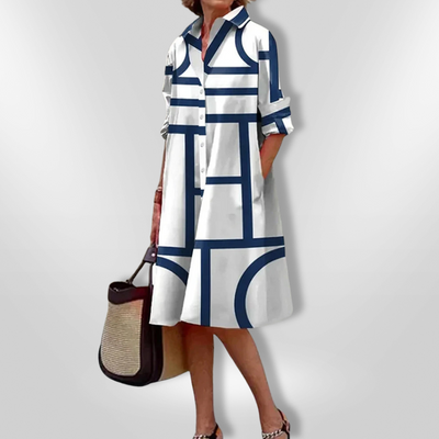 Élise | Robe Midi à Motif Géométrique™