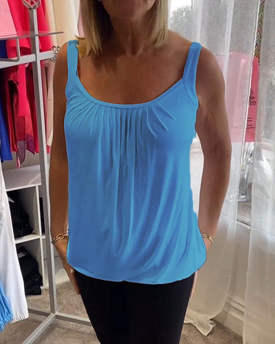 Alizée | Haut décontracté sans manches avec plissé et couleur unie™