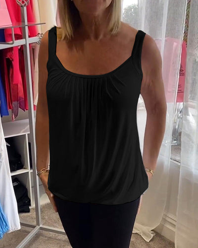 Alizée | Haut décontracté sans manches avec plissé et couleur unie™