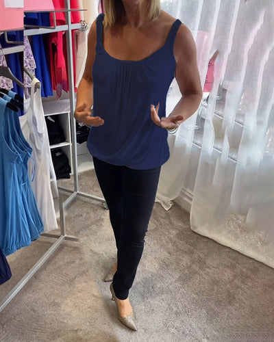 Alizée | Haut décontracté sans manches avec plissé et couleur unie™