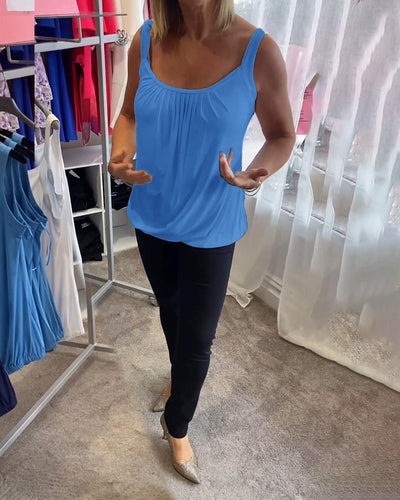Alizée | Haut décontracté sans manches avec plissé et couleur unie™