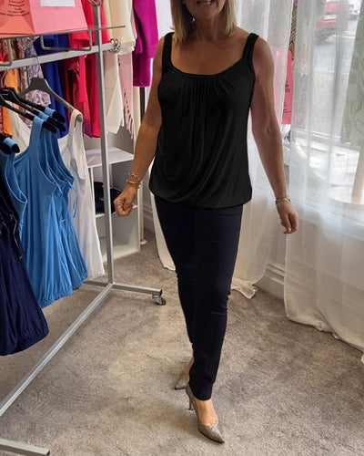 Alizée | Haut décontracté sans manches avec plissé et couleur unie™