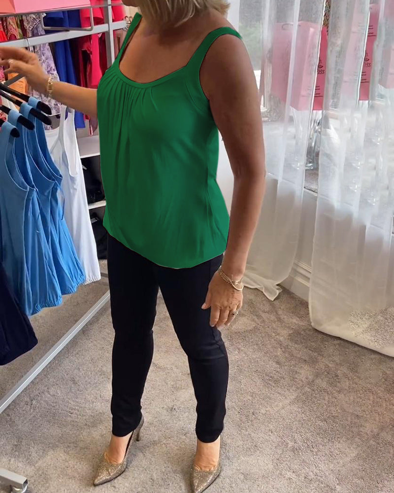 Alizée | Haut décontracté sans manches avec plissé et couleur unie™