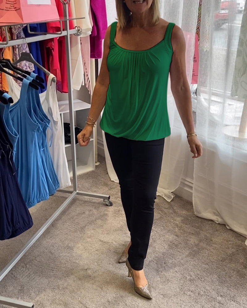 Alizée | Haut décontracté sans manches avec plissé et couleur unie™