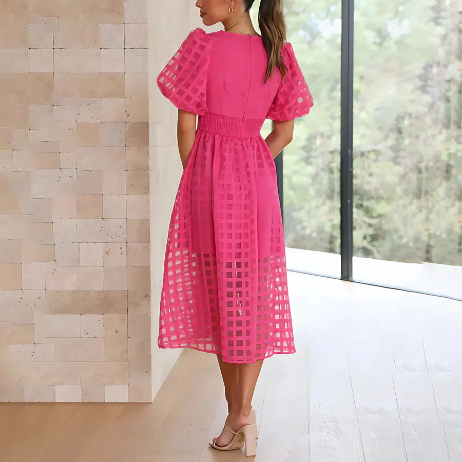 Odette | Robe Midi avec Manches Bouffantes™