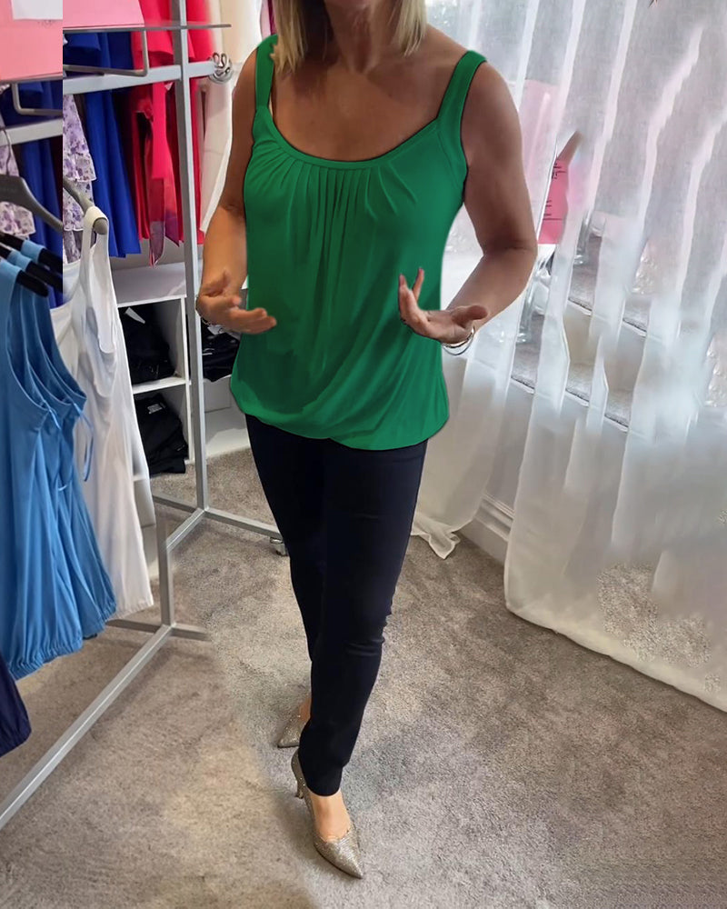 Alizée | Haut décontracté sans manches avec plissé et couleur unie™