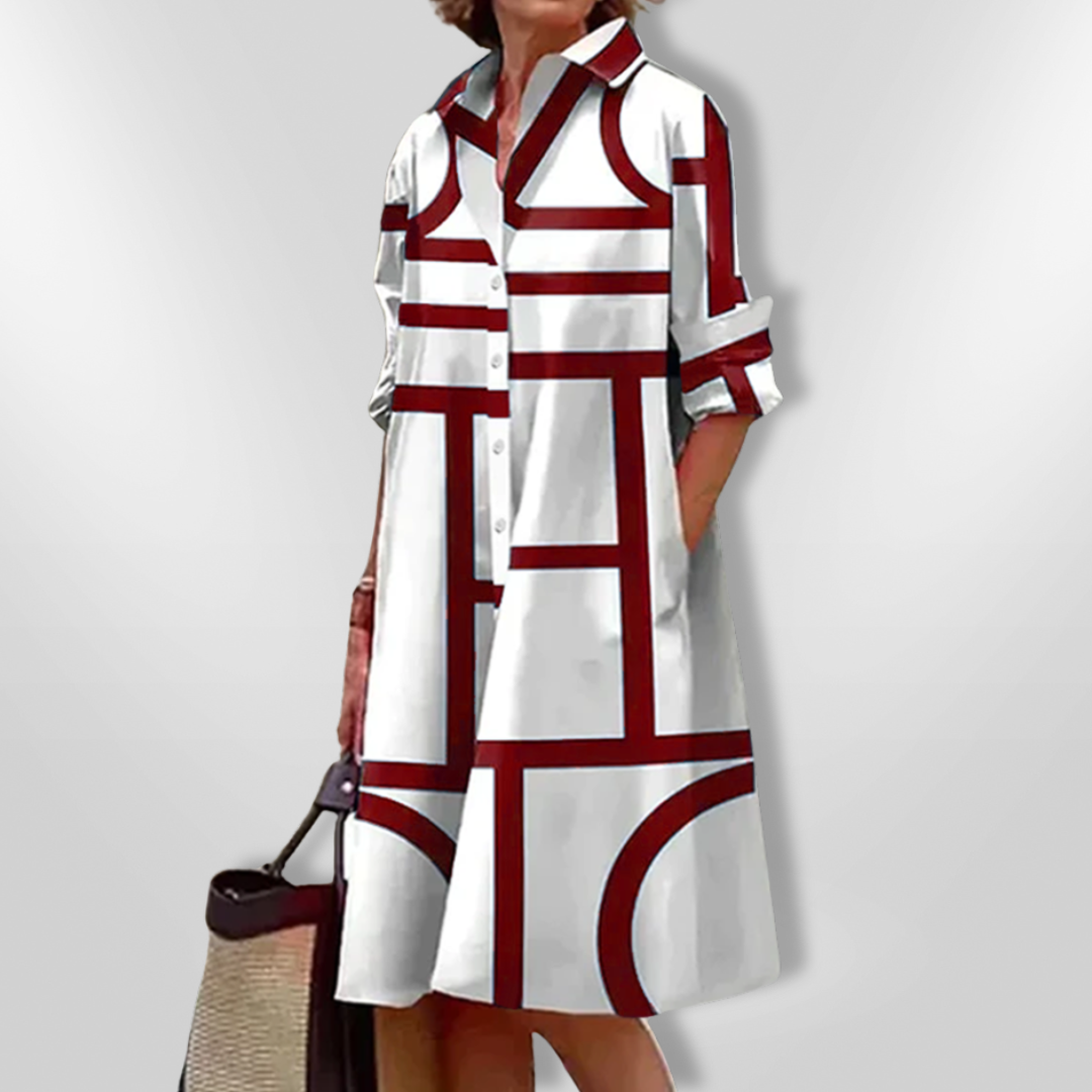 Élise | Robe Midi à Motif Géométrique™