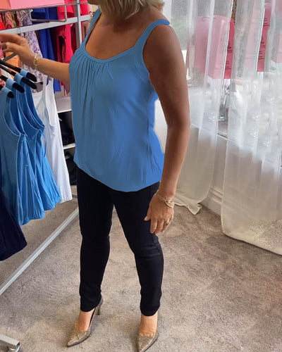 Alizée | Haut décontracté sans manches avec plissé et couleur unie™