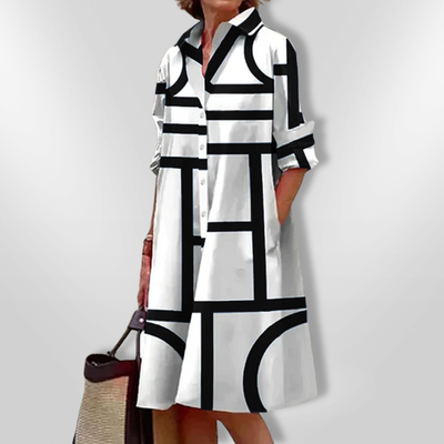 Élise | Robe Midi à Motif Géométrique™