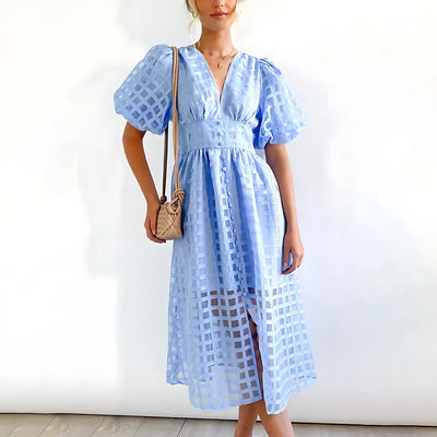 Odette | Robe Midi avec Manches Bouffantes™