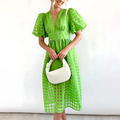 Odette | Robe Midi avec Manches Bouffantes™