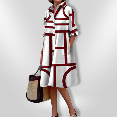 Élise | Robe Midi à Motif Géométrique™