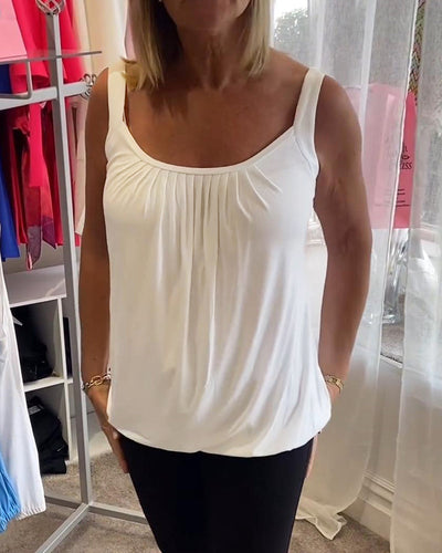 Alizée | Haut décontracté sans manches avec plissé et couleur unie™