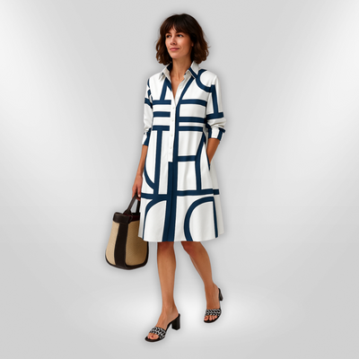 Élise | Robe Midi à Motif Géométrique™