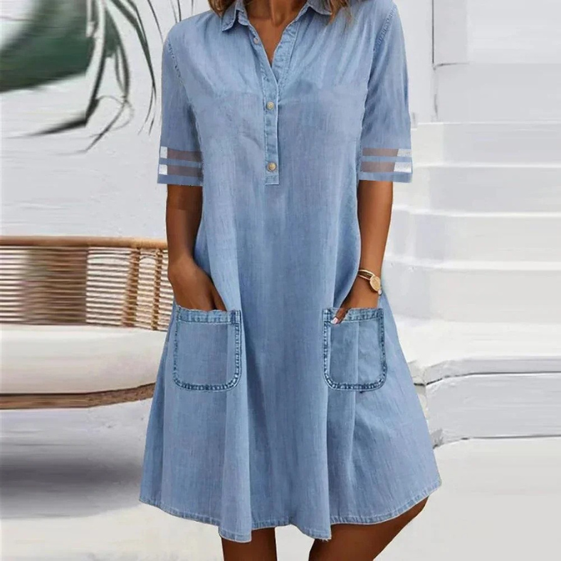 Chloé | Robe Mini en Jean avec Poches Latérales™