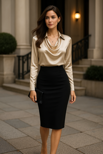 Honorine | Blouse Élégante en Satin avec Plis™