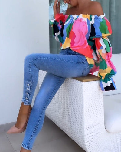 Odette | Haut décontracté à une épaule imprimé coloré™