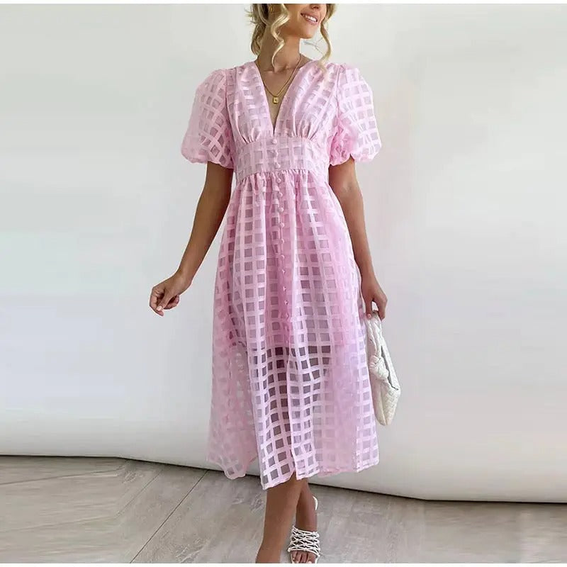 Maëlys | Robe Midi avec Manches Bouffantes™